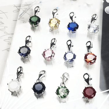 Silver & Zirconia Birthstone Crystal Charm